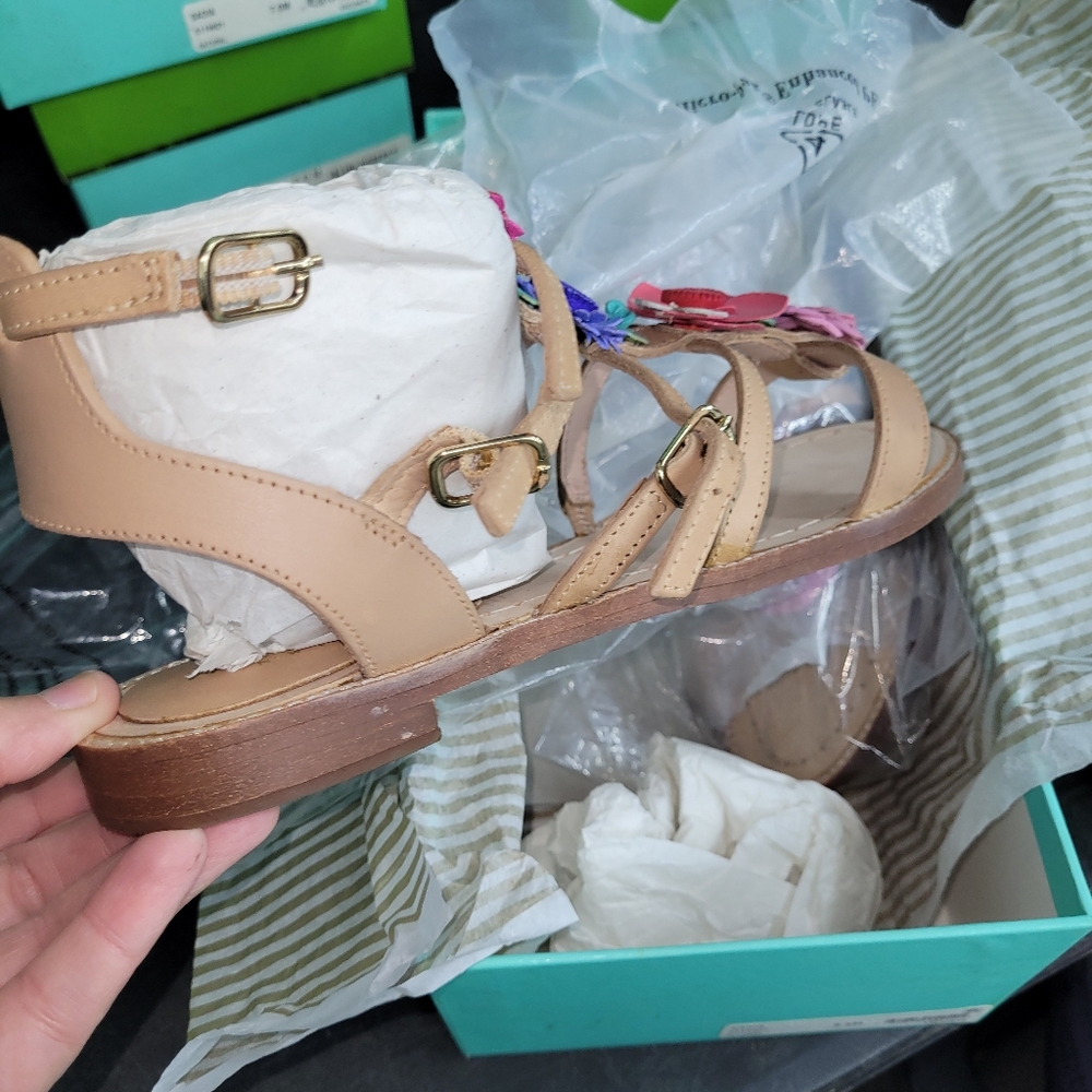 Rare* Kate Spade Shoes Sadia Leather Floral Sandals Natutal Vaccheta Sz 6.5 - 10 - Picture 9 of 11